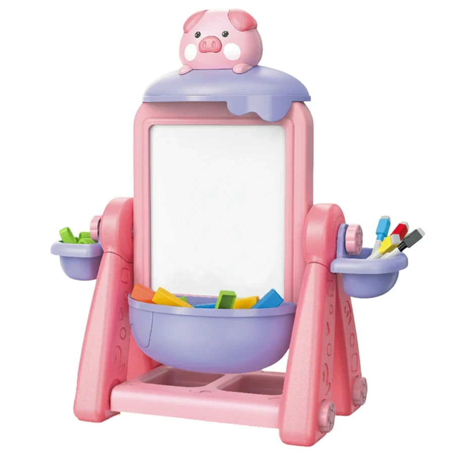 Мольберт-дошка дитячий для малювання маркерами 899-92 Y з пластику 53,4х49,4х22,8 см Рожевий (150-7-166174)