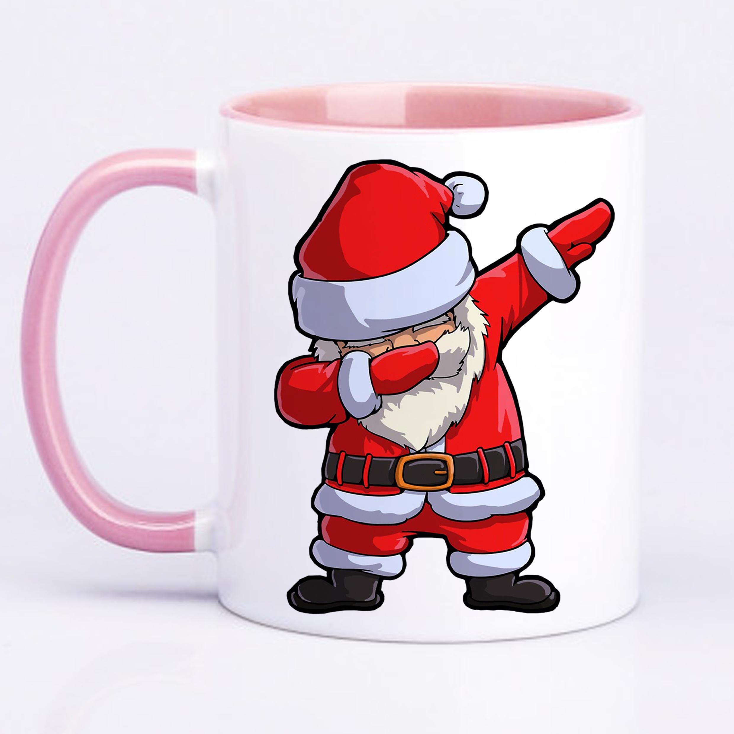 Чашка с новогодним принтом Санта "Санта-Клаус деб" 330 мл Розовый (16633) - фото 2