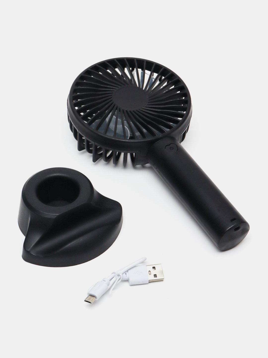 Вентилятор-мини ручной на аккумуляторе X-9 800 мАч USB 3 скорости съемная подставка Черный (38-чер-6372) - фото 7