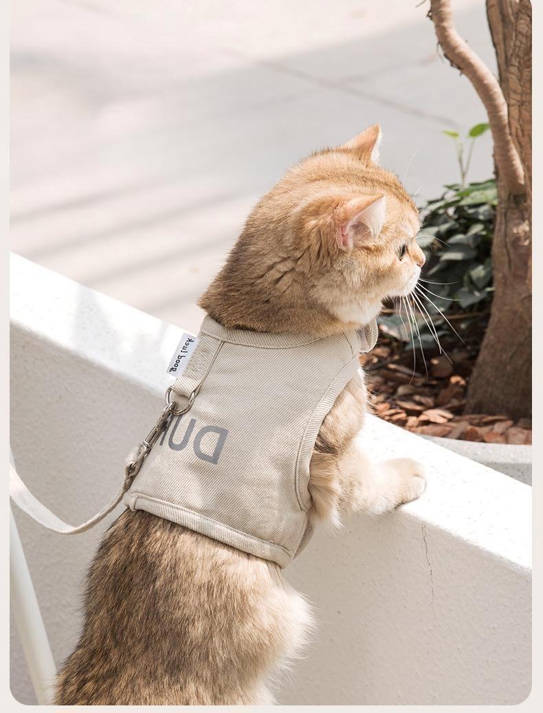 Шлея для котів і дрібних собак Duri на липучках з повідцем S Бежевий (2090552037) - фото 6 Шлея для котів і дрібних собак Duri на липучках з повідцем S Бежевий (2090552037) - фото 6