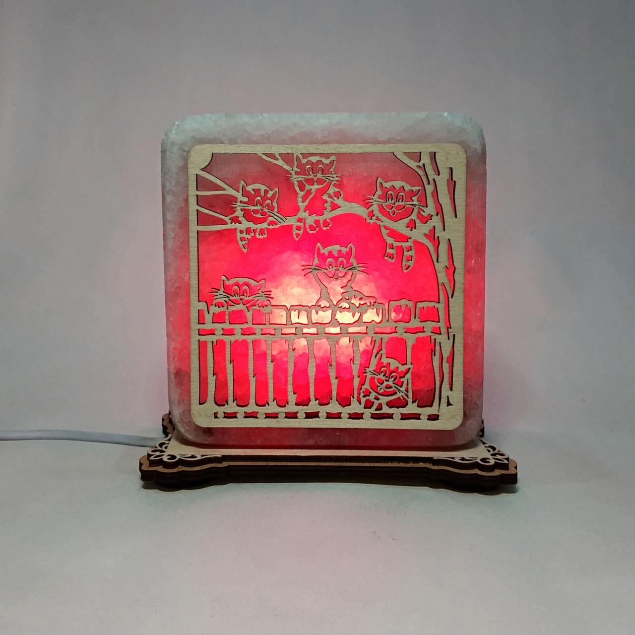 Соляной светильник Коты (k-0010-r)