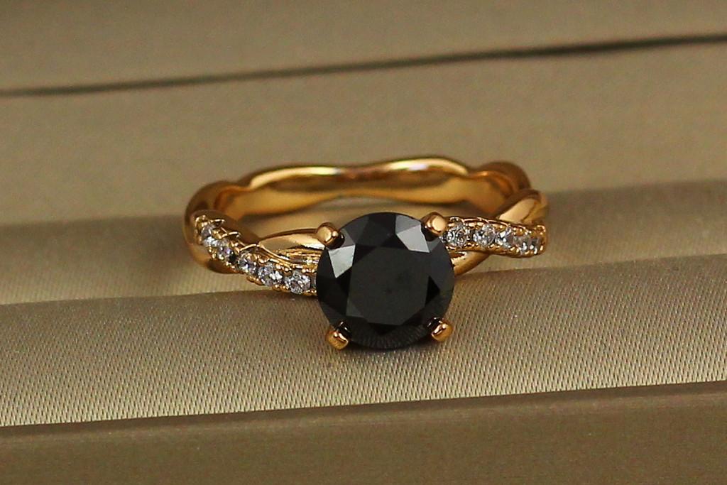 Каблучка Xuping Jewelry Косичка із чорним каменем р. 19 Золотистий (2239658085)