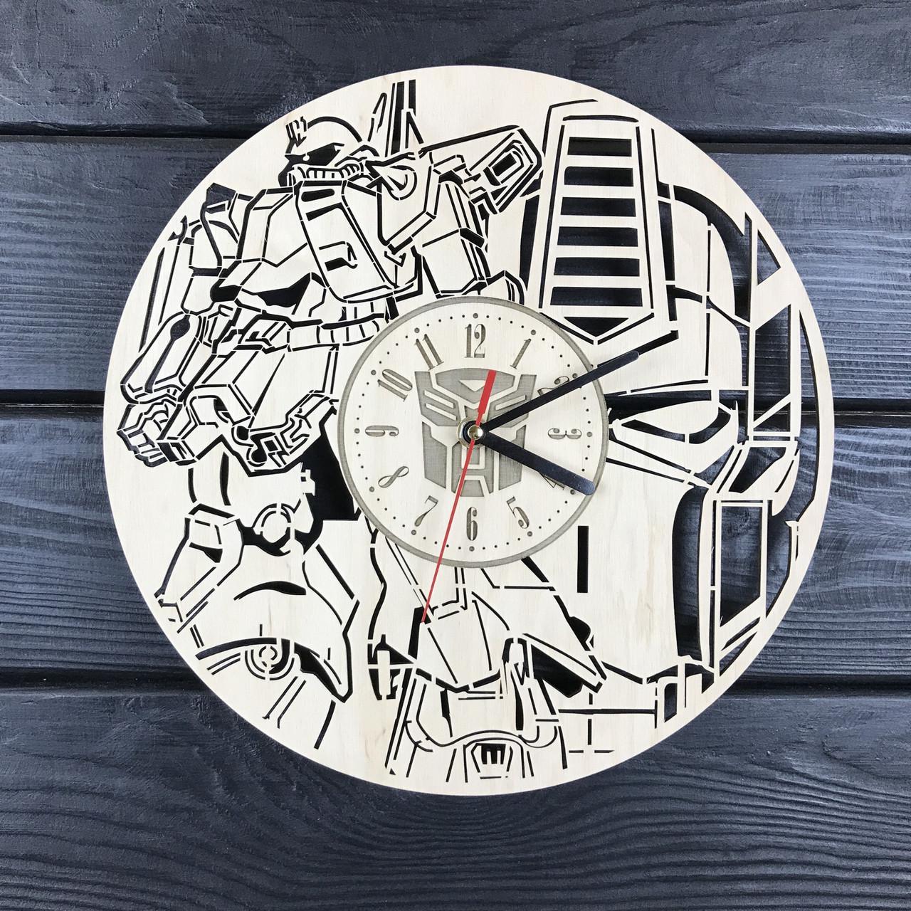 Часы настенные дизайнерские из дерева Трансформеры