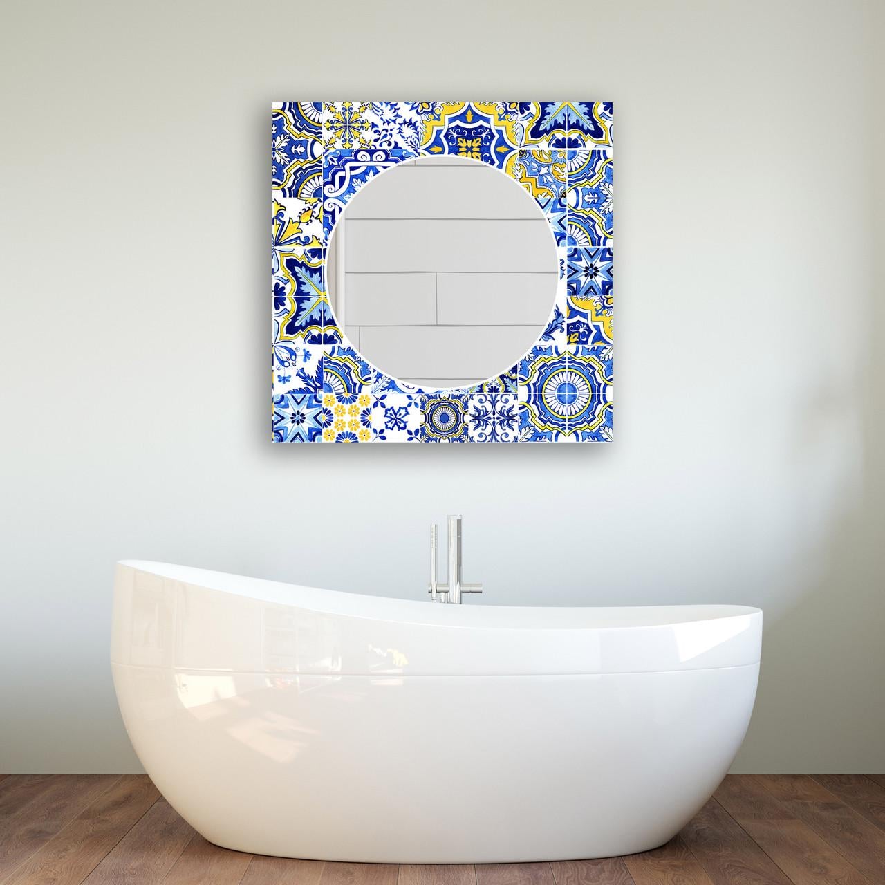 Зеркало на стену NovellaPrint с рисунком плитки квадратное 70х70 см (2004.5)