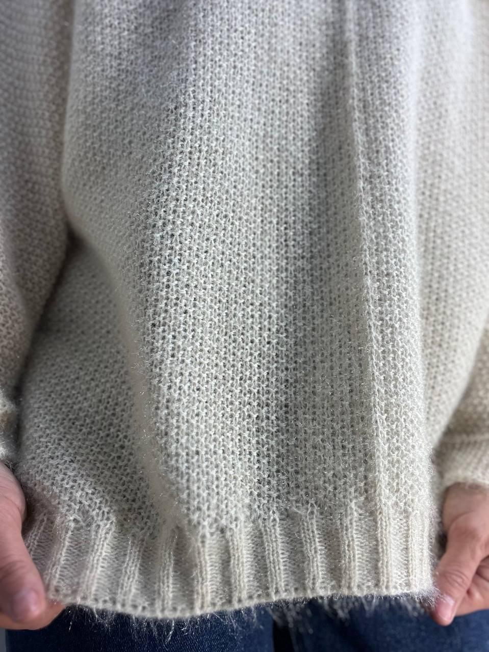 Светр жіночий MY FASHION 3267 павутинка оверсайз широкий комір хомут подовжений р. 44-48 Бежевий (3117) - фото 6