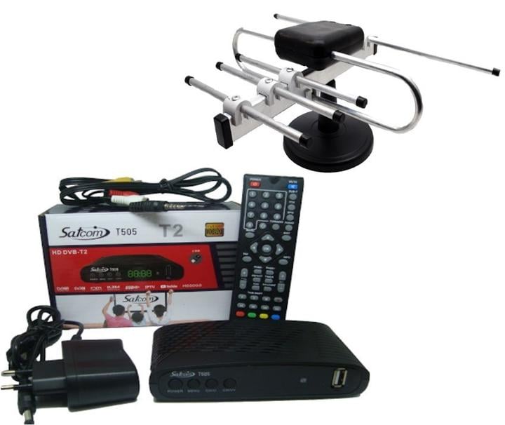 Тюнер ом SatCom T505 T2 Internet с фунциями медиаплеера и IPTV/WebTV/антенна комнатная Волна-2