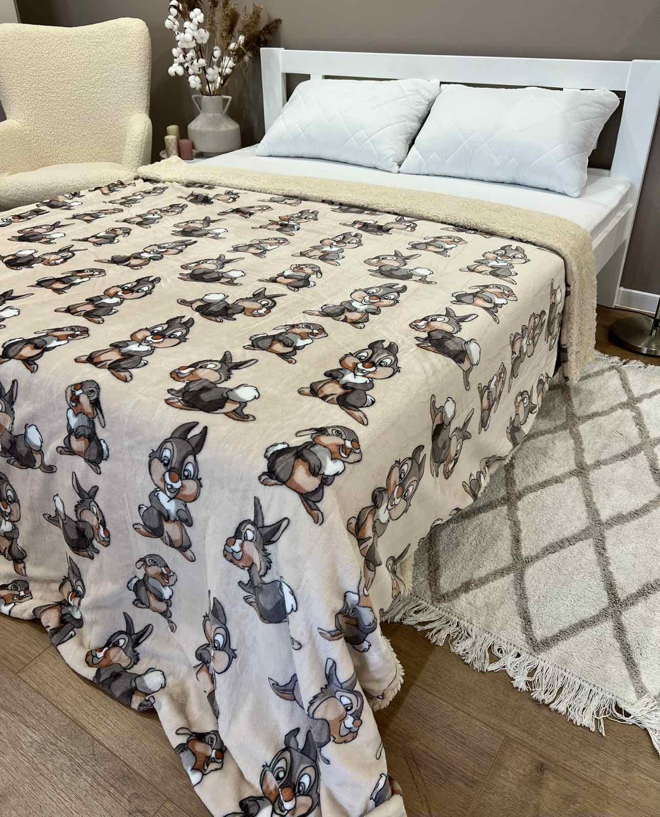 Плед двусторонний Кролики велюр-шерсть 200x220 см Бежевый (27716661) Плед двусторонний Кролики велюр-шерсть 200x220 см Бежевый (27716661)