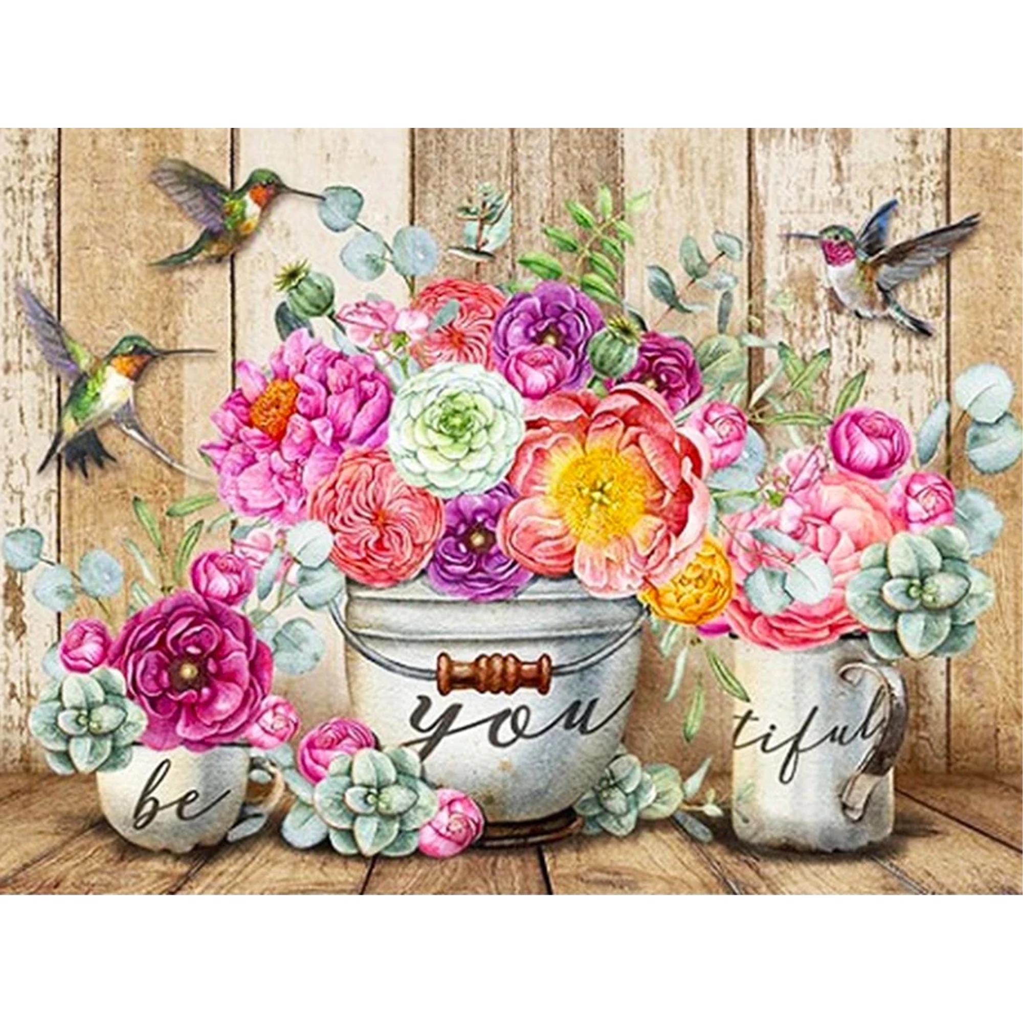 Набір для творчості алмазна картина Strateg Фіолетова естетика квітів HEG87084 30x40 см (MTT-193199)