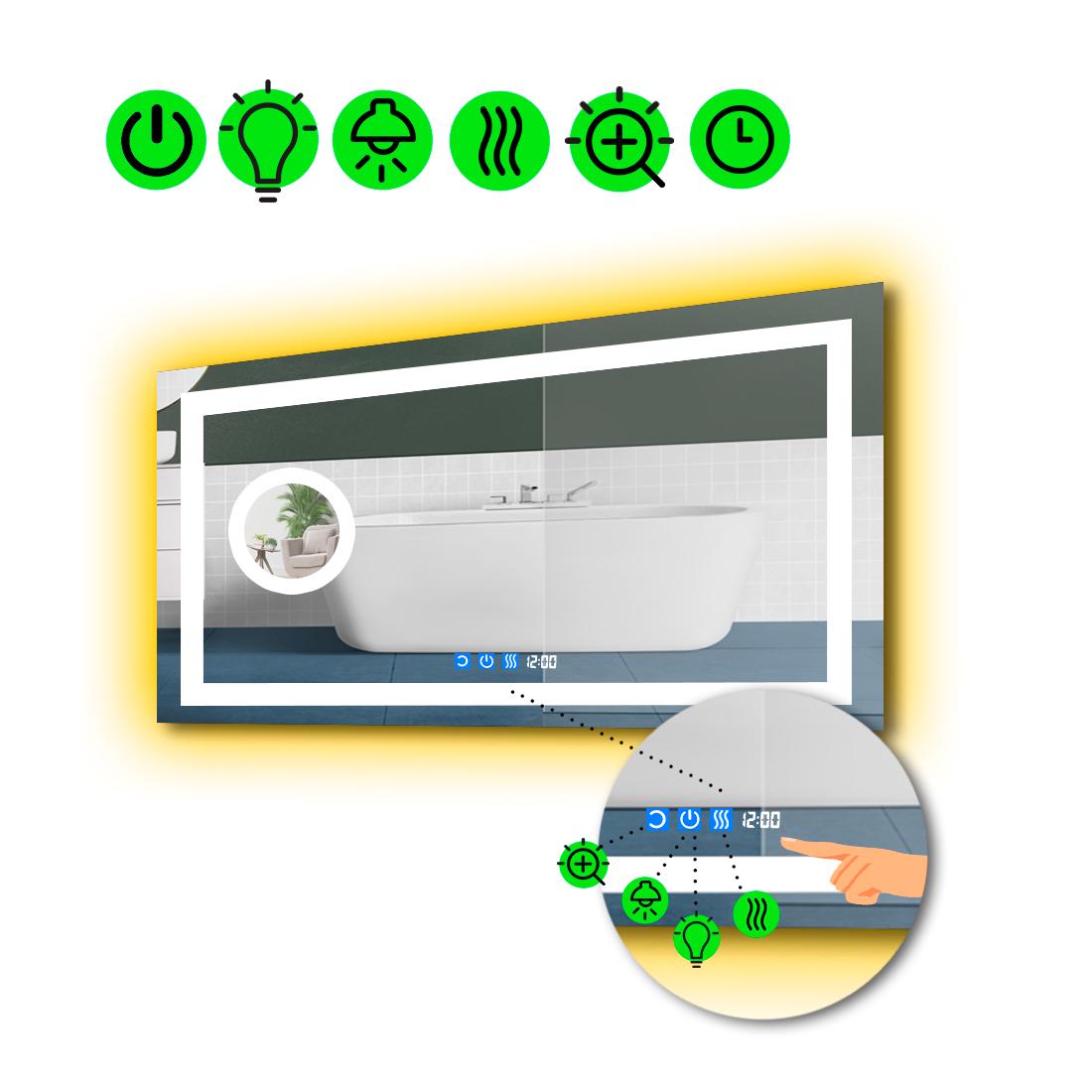 Зеркало с LED подсветкой Karnet с тремя сенсорами и линзой с подсветкой 100x80 см (8776292)