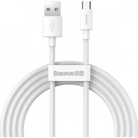 Кабель BASEUS Simple Wisdom Data Cable Kit USB to MicroUSB 2,1A 2PCS/Set 1,5 м White (TZCAMZJ-02)
