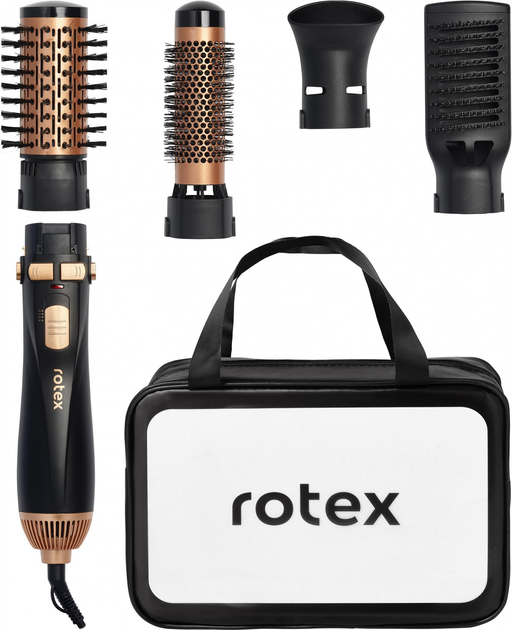 Фен-щетка на турмалиновом покрытии Rotex RHC490-T AirBrush вращающаяся с сумкой Черный (GR-05038) Фен-щетка на турмалиновом покрытии Rotex RHC490-T AirBrush вращающаяся с сумкой Черный (GR-05038)