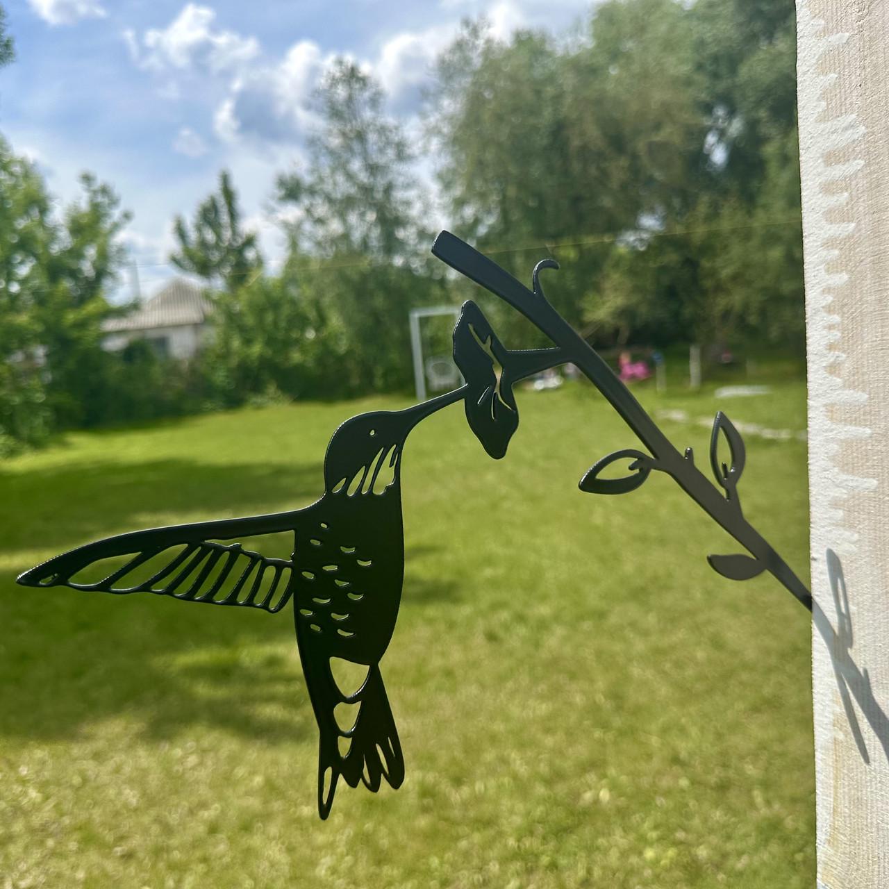 Садовая фигура Колибри и цветок металлический для двора/террасы (DCR028) - фото 2 Садовая фигура Колибри и цветок металлический для двора/террасы (DCR028) - фото 2