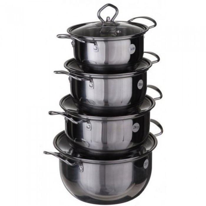 Набір каструль A-Plus 2062 з нержавіючої сталі і двошаровим дном 4 шт. (9152)