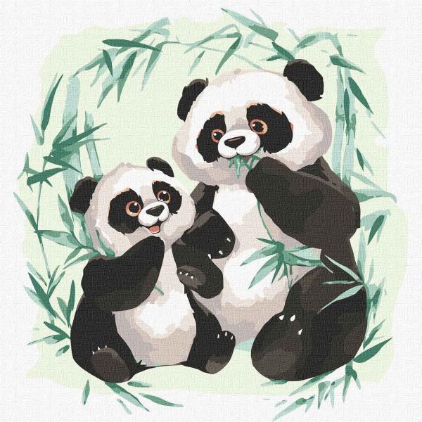 Картина за номерами Ідейка Пандочка та мама 30х30 см у термопакеті (KHO4241)