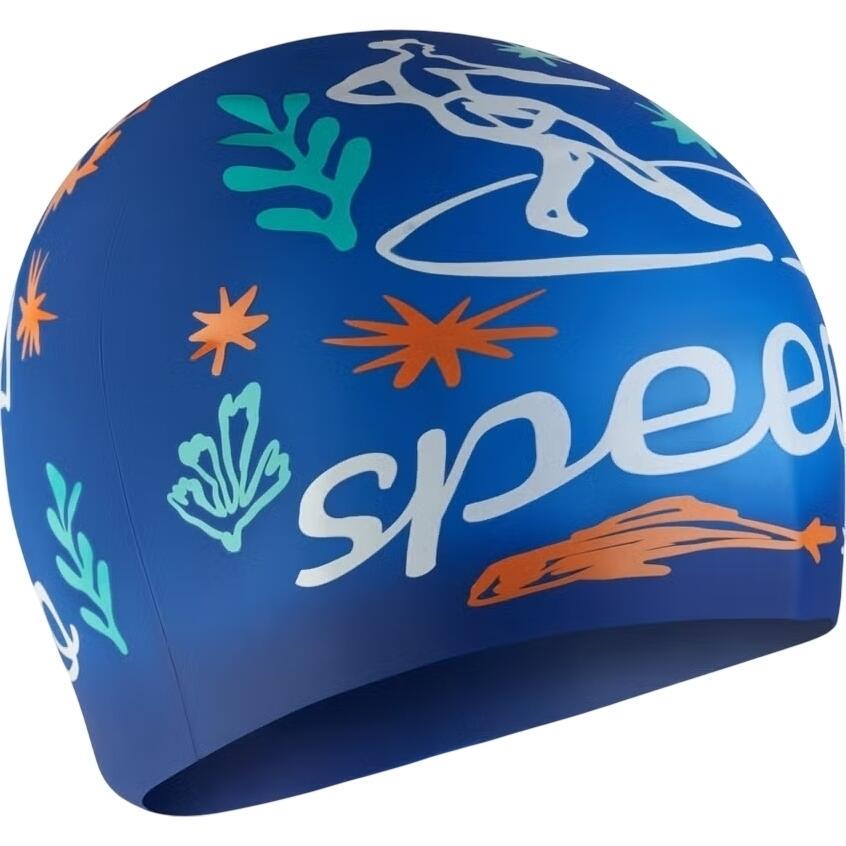 Шапочка для плавання дитяча Speedo SLOGAN PRT CAP JU/JF/JM Бірюзово-білий (8-0838616700)