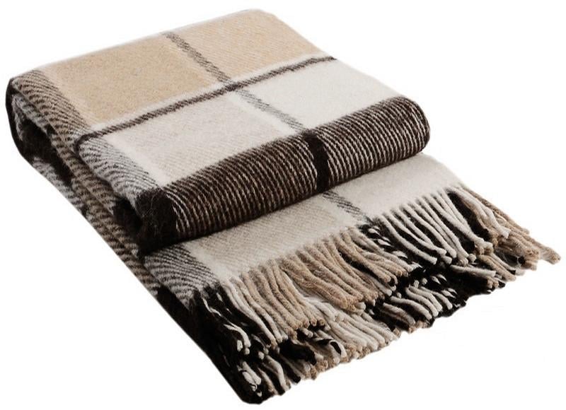 Плед шерстяной Vladi Эльф 200х220 см Бежево-коричневый - фото 1 Плед шерстяной Vladi Эльф 200х220 см Бежево-коричневый - фото 1