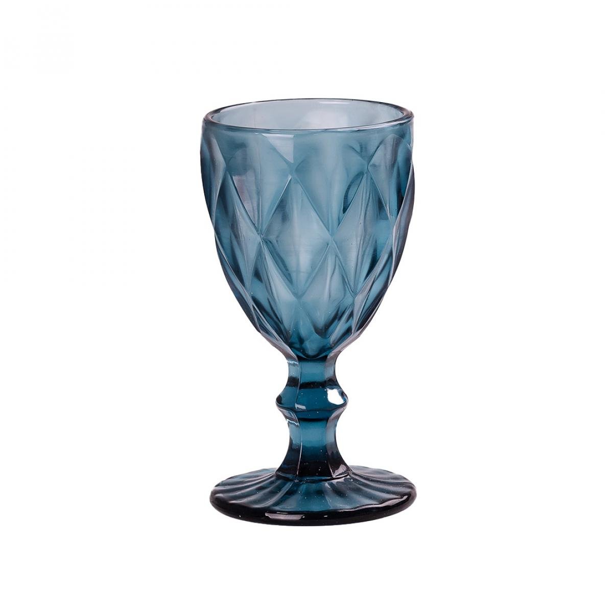 Набір келихів для вина фігурні грановані із товстого скла 6 шт. Синій (HP034BL) - фото 2