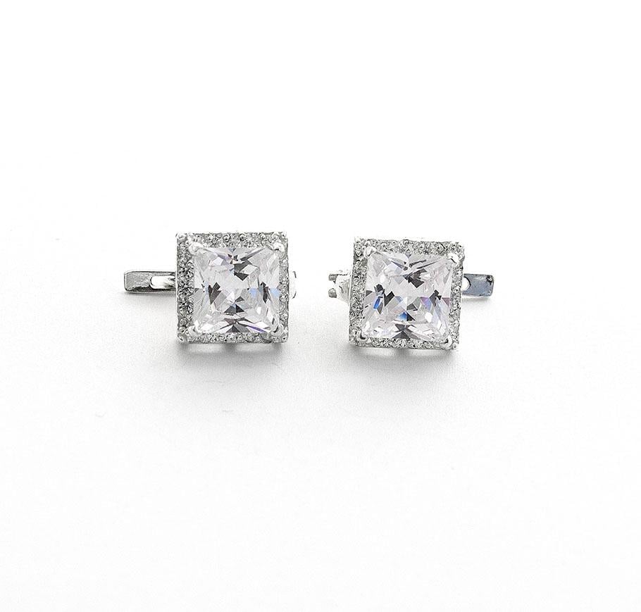 Серьги серебряные с квадратным камнем Maxi Silver 7932/1 Белый (88766)