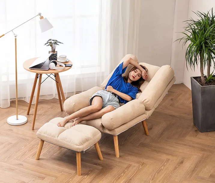 Кресло раскладное для отдыха Uszak Dior с подставкой для ног Бежевый - фото 6