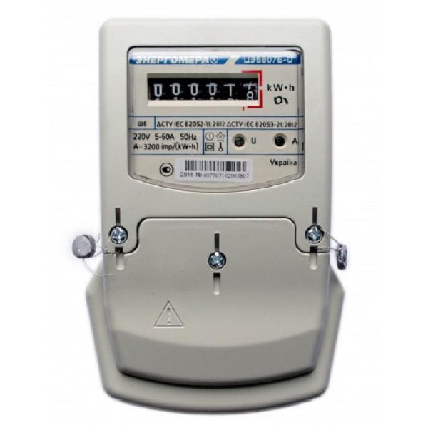 Счетчик электрический однофазный Энергомера ЦЕ6807Б-U K1.0 220 B 5-60 А (М6Ш6)