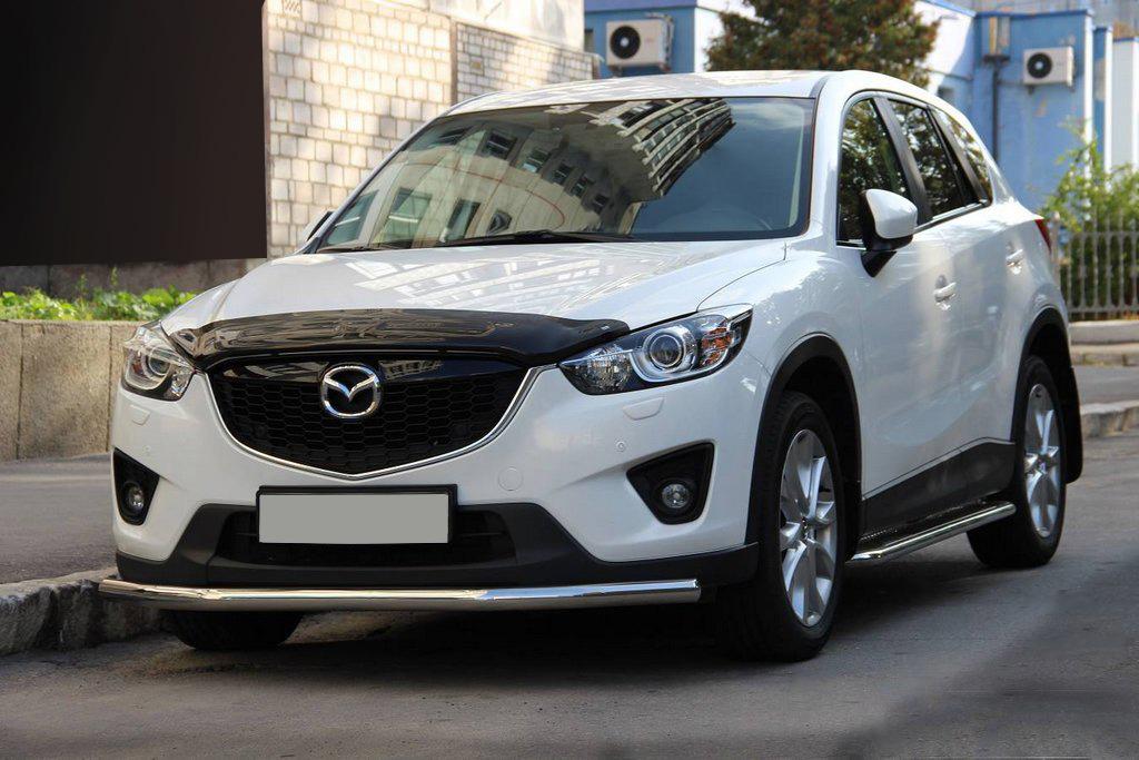 Передняя защита ST008 CAN для Mazda CX-3 2015- гг. нержавеющая сталь Хром
