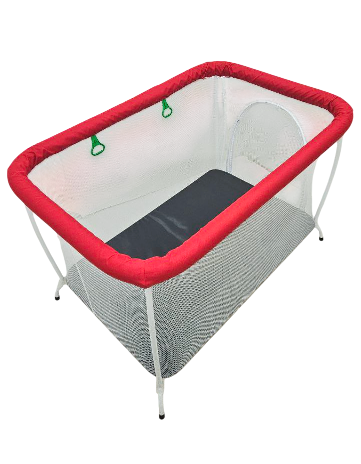 Манеж детский игровой прямоугольный Волошка с мелкой сеткой Серо-красный