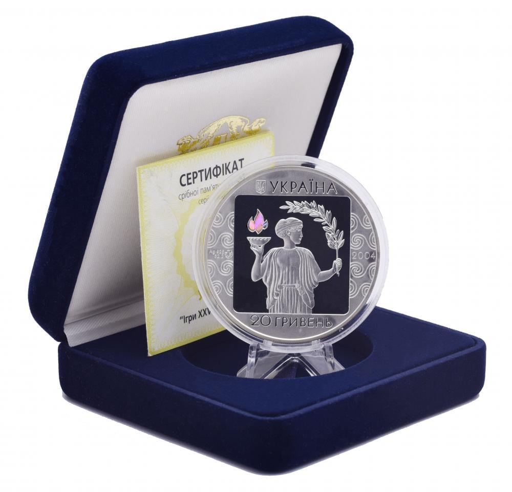 Коллекционная монета Украина 20 гривен 2004 Серебро Proof XXVIII летние Олимпийские игры в Афинах 2004 (М14492)