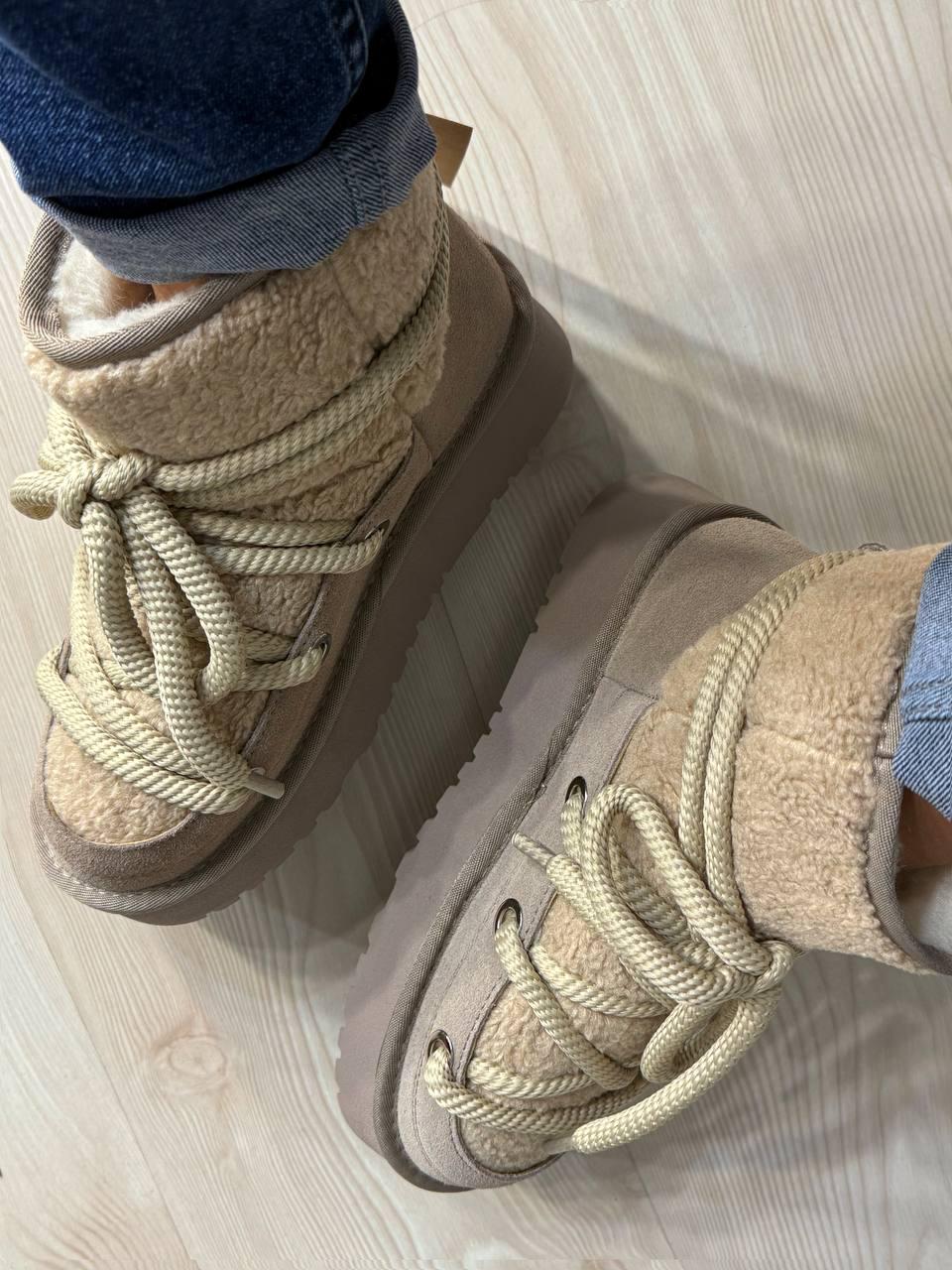 Уггі жіночі Hengji 52-3 сноубутси замшеві з хутром тедді на високій підошві р. 38 Бежевий (5141) - фото 6 Уггі жіночі Hengji 52-3 сноубутси замшеві з хутром тедді на високій підошві р. 38 Бежевий (5141) - фото 6