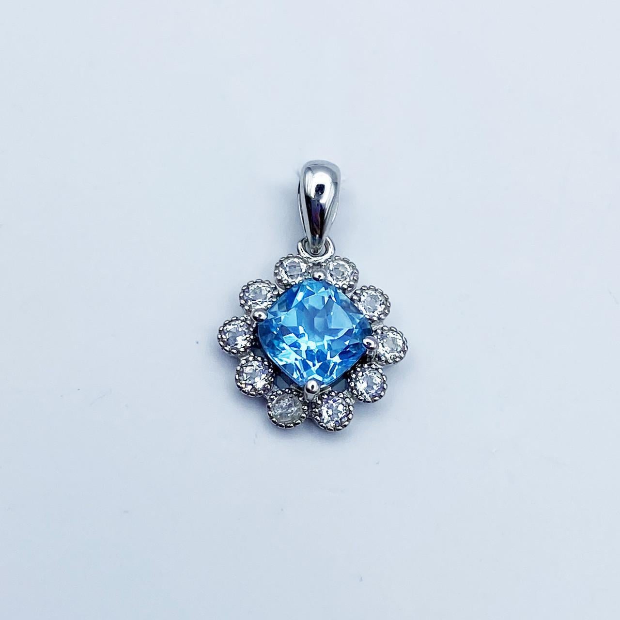 Серебряный кулон с голубым топазом 2 г (2377594663)