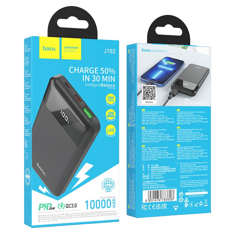 Повербанк Bank Hoco J102A Cool figure PD20W+QC3.0 20000 mAh Black - фото 5