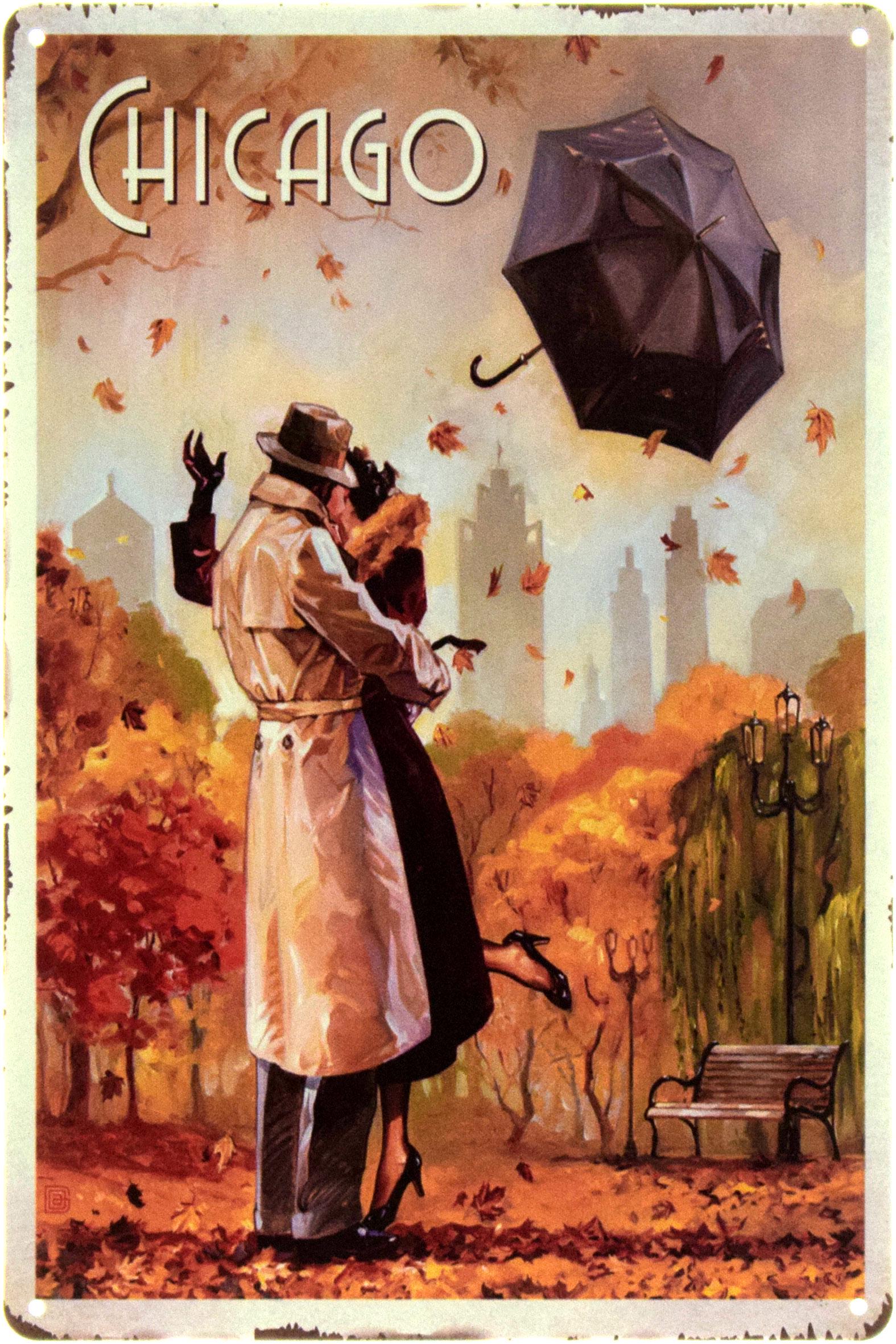 Табличка металлическая "Chicago" 20x30 см (ms-104452)