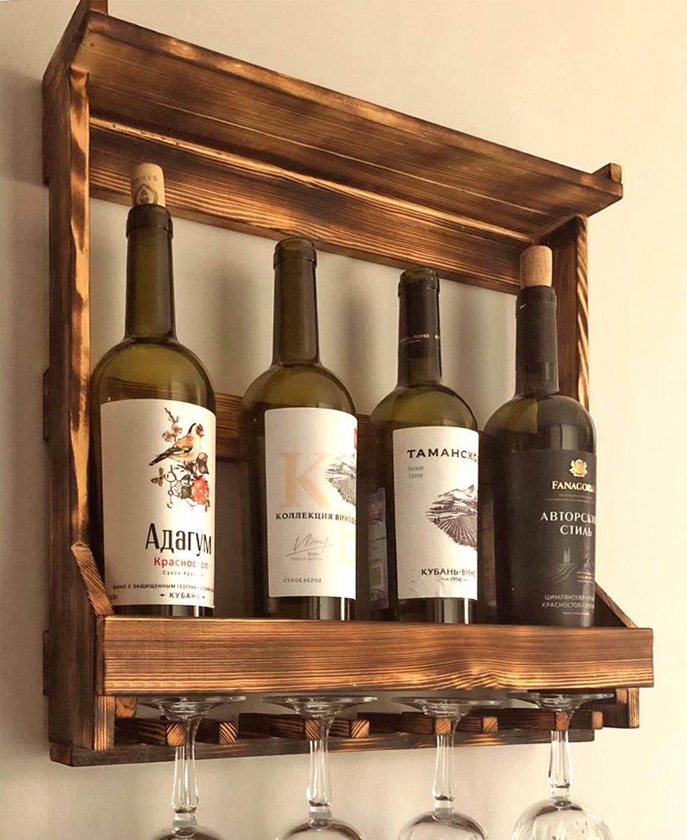 Полка для вина настенная из дерева Рикубе Трюфель (ПНК-012828)