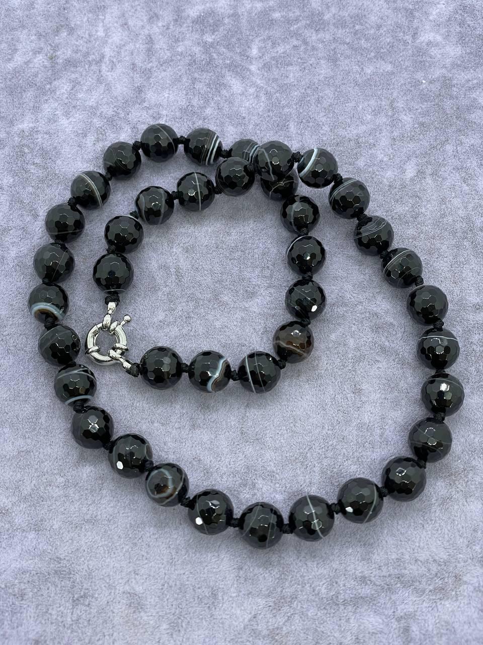 Бусы агат 10 мм 45 см Черный (9861)