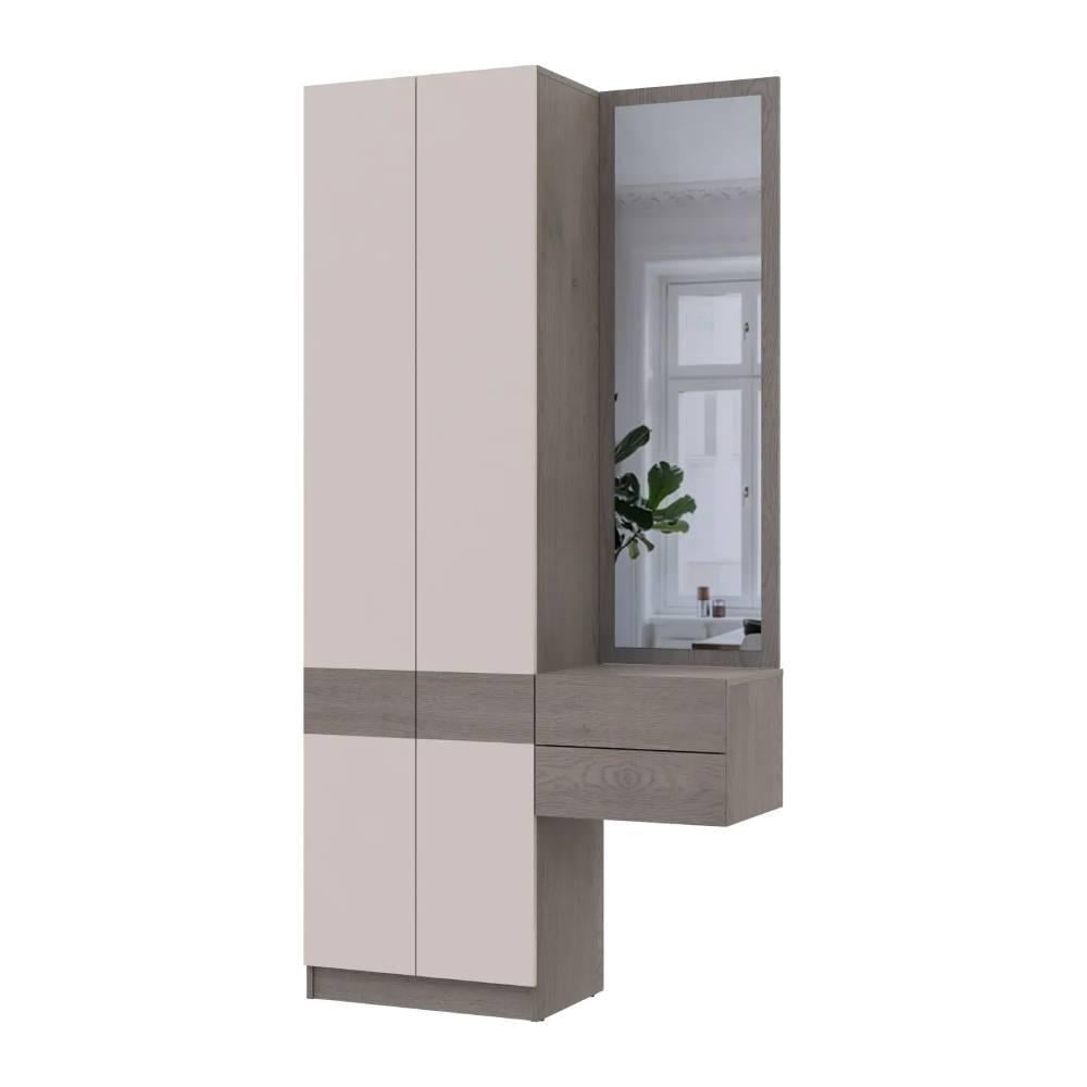 Прихожая Doros Сола 1+2 ДСП/зеркало 105х40х215 см Канноло/Кашемир (DRS-011897)