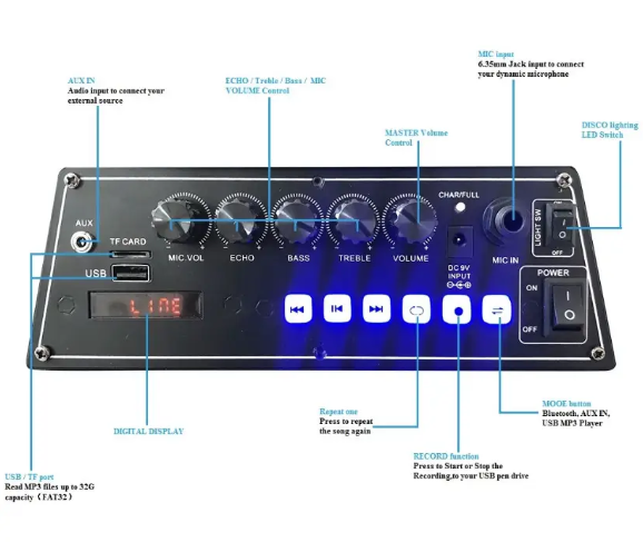 Колонка портативна ZXX-8887 450 W USB/FM/Bluetooth з мікрофоном (8887) - фото 5