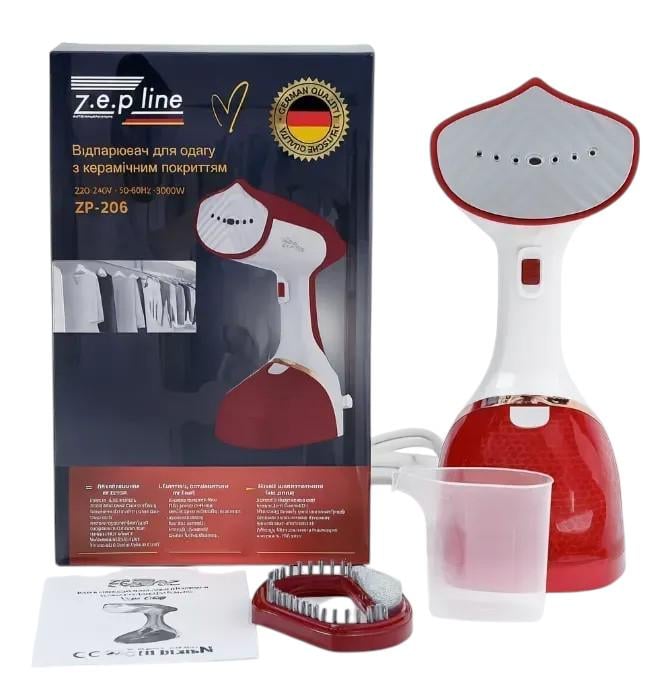 Отпариватель для одежды ZepLine ZP-206 с керамическим покрытием 500 мл 3000 Вт Красный (ML-04543)