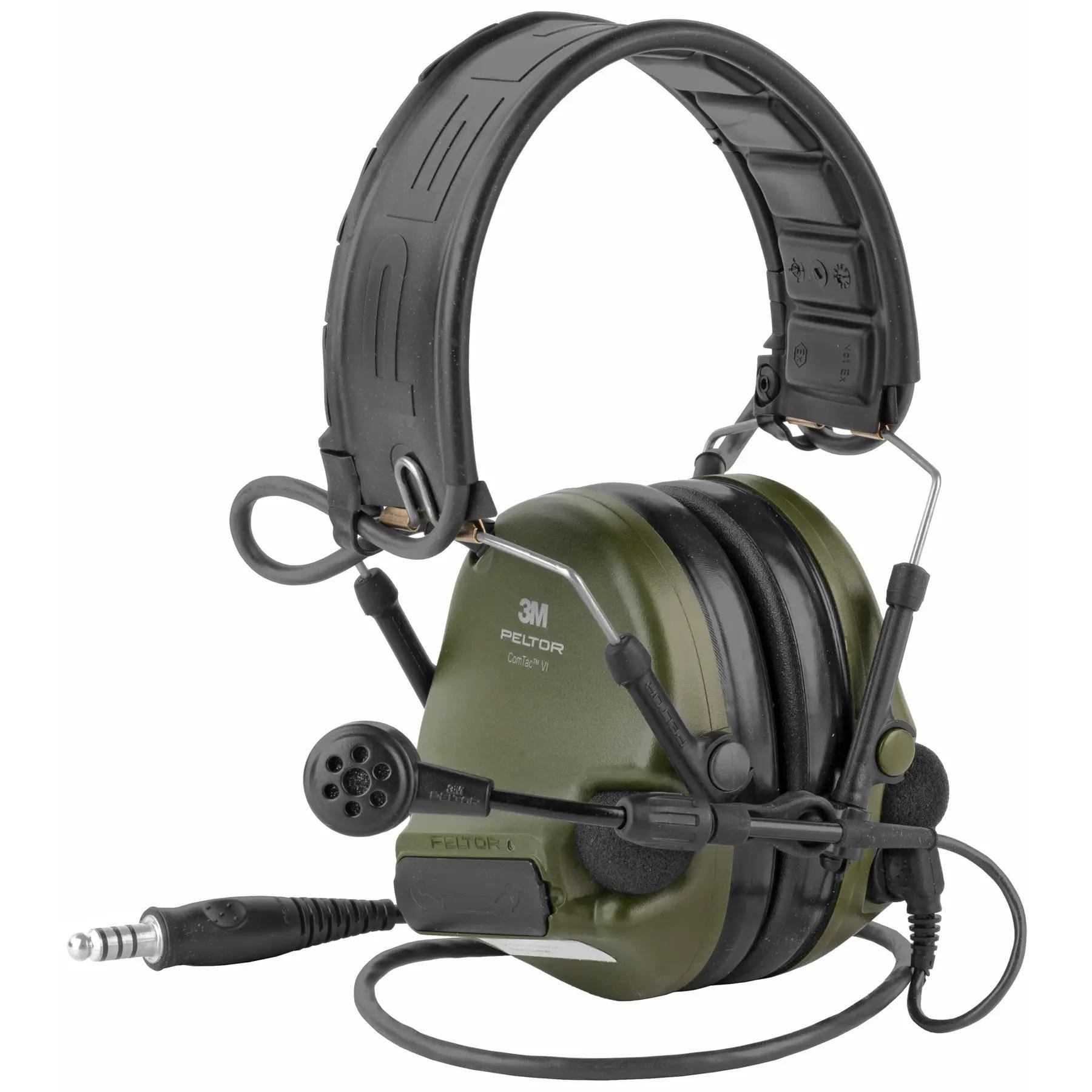 Навушники військові вертикальні 3M Peltor ComTac VI NIB Headset NATO wired активні з 1 аудіовиходом Green (7100168800)