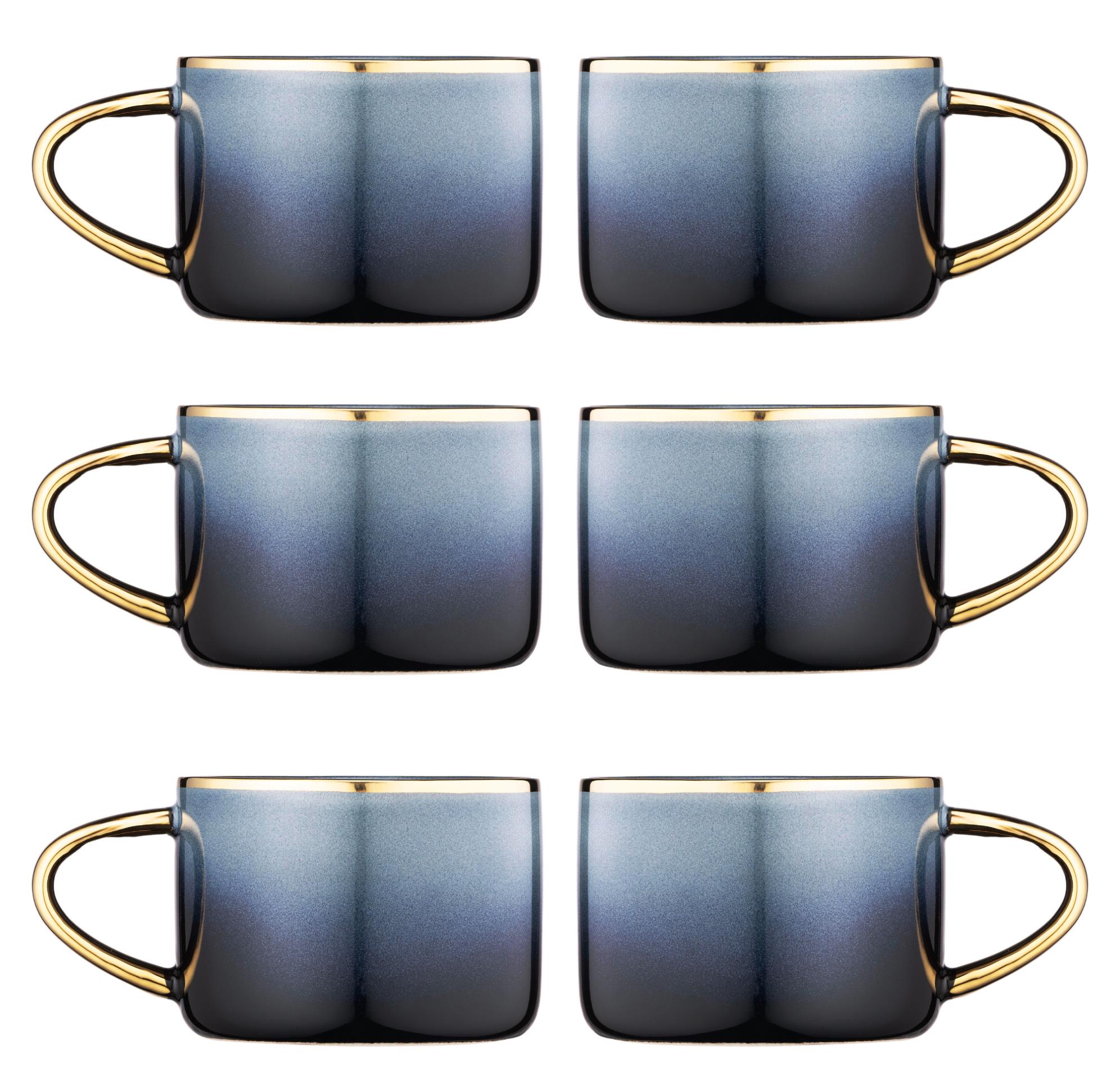 Набор чашек Ardesto Andria 6х300 мл керамика Синий с золотым кантом