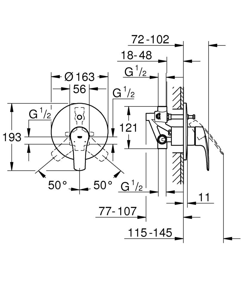 Смеситель скрытого монтажа Grohe Eurosmart на 2 потребителя (33305003) - фото 2