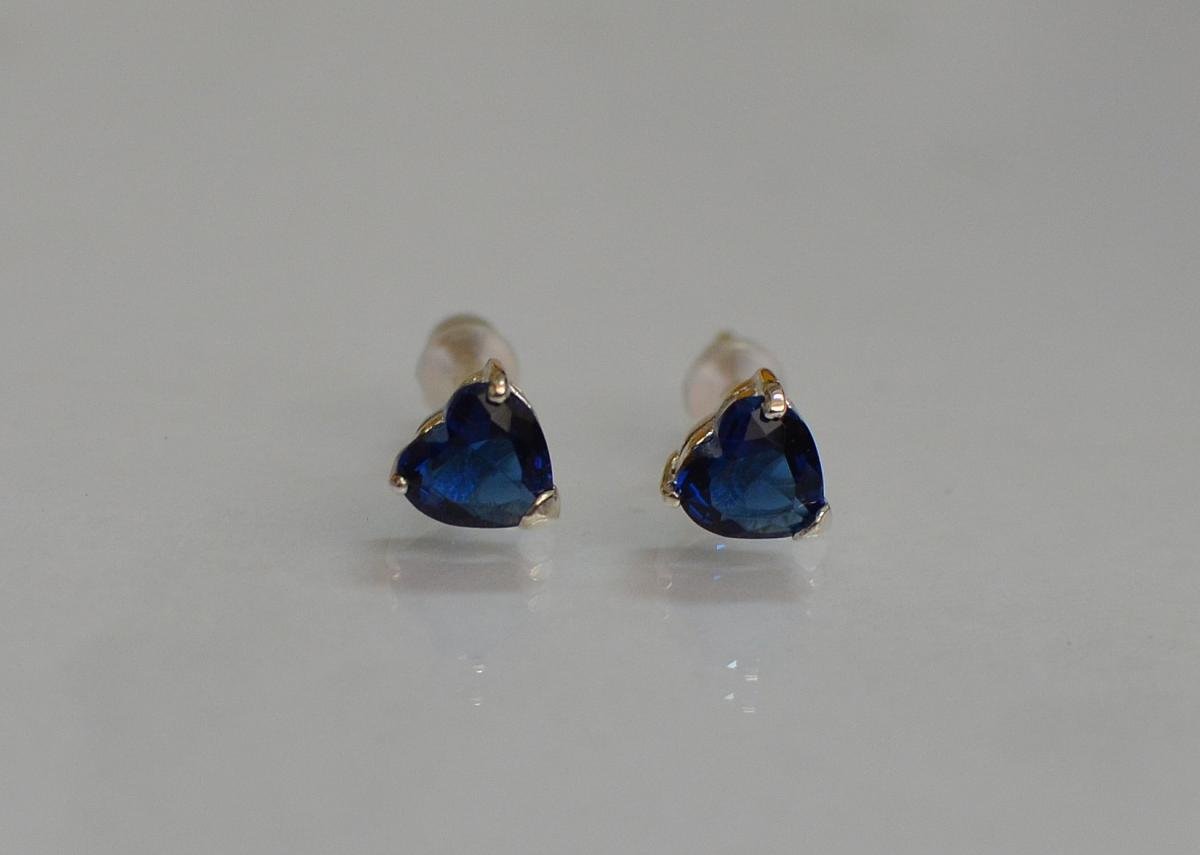 Срібні Пусети з силіконовою застібкою Вк-16 Темно синій