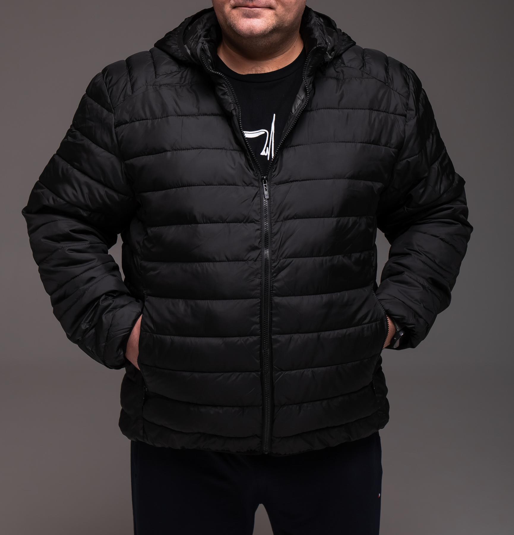 Куртка мужская демисезонная батал до 0°С р. 68 Черный (2430/2) - фото 9