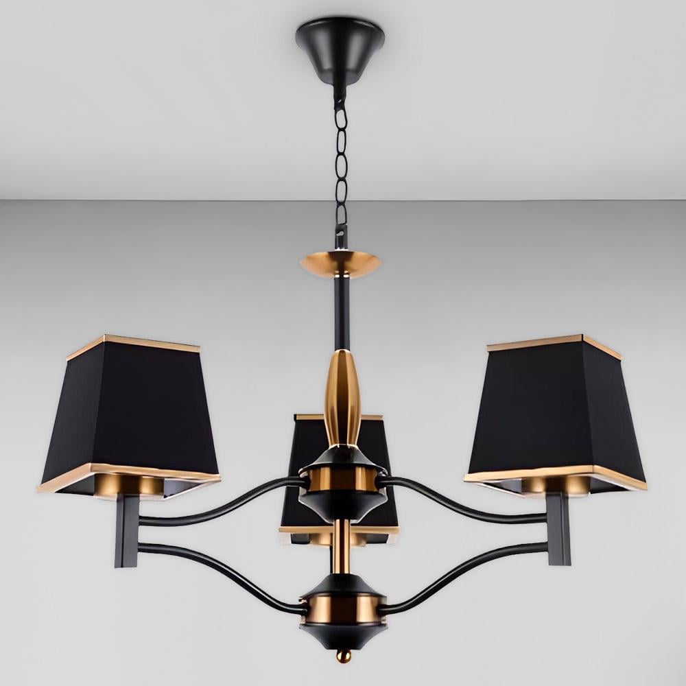 Люстра подвесная с абажуром Light House SRS-18491/3 Черный/Золотистый Люстра подвесная с абажуром Light House SRS-18491/3 Черный/Золотистый