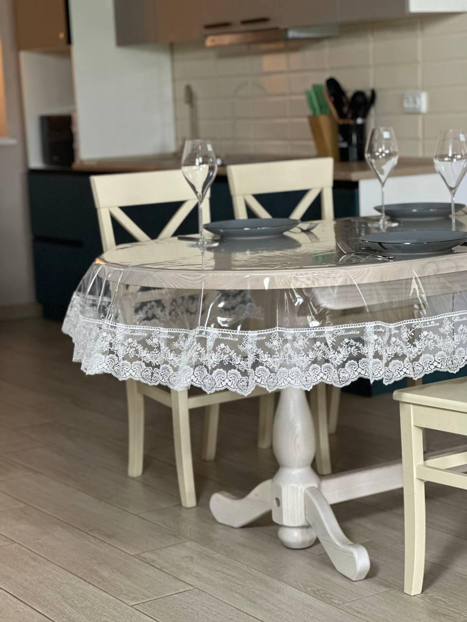 Скатерть с кружевом Blumarine силиконовая овальная 160x300 см (1006M-o5)