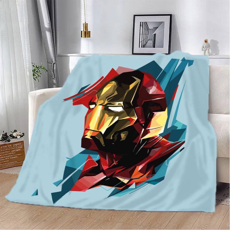 Плед-покрывало Железный Человек плюш/велюр полуторное 160х200 см Голубой