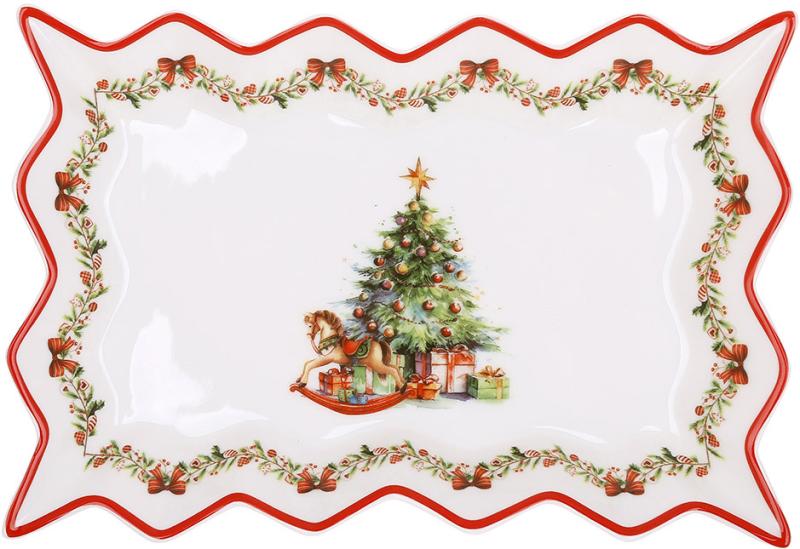 Блюдо фарфоровое Рождественская Елка 25х17 см