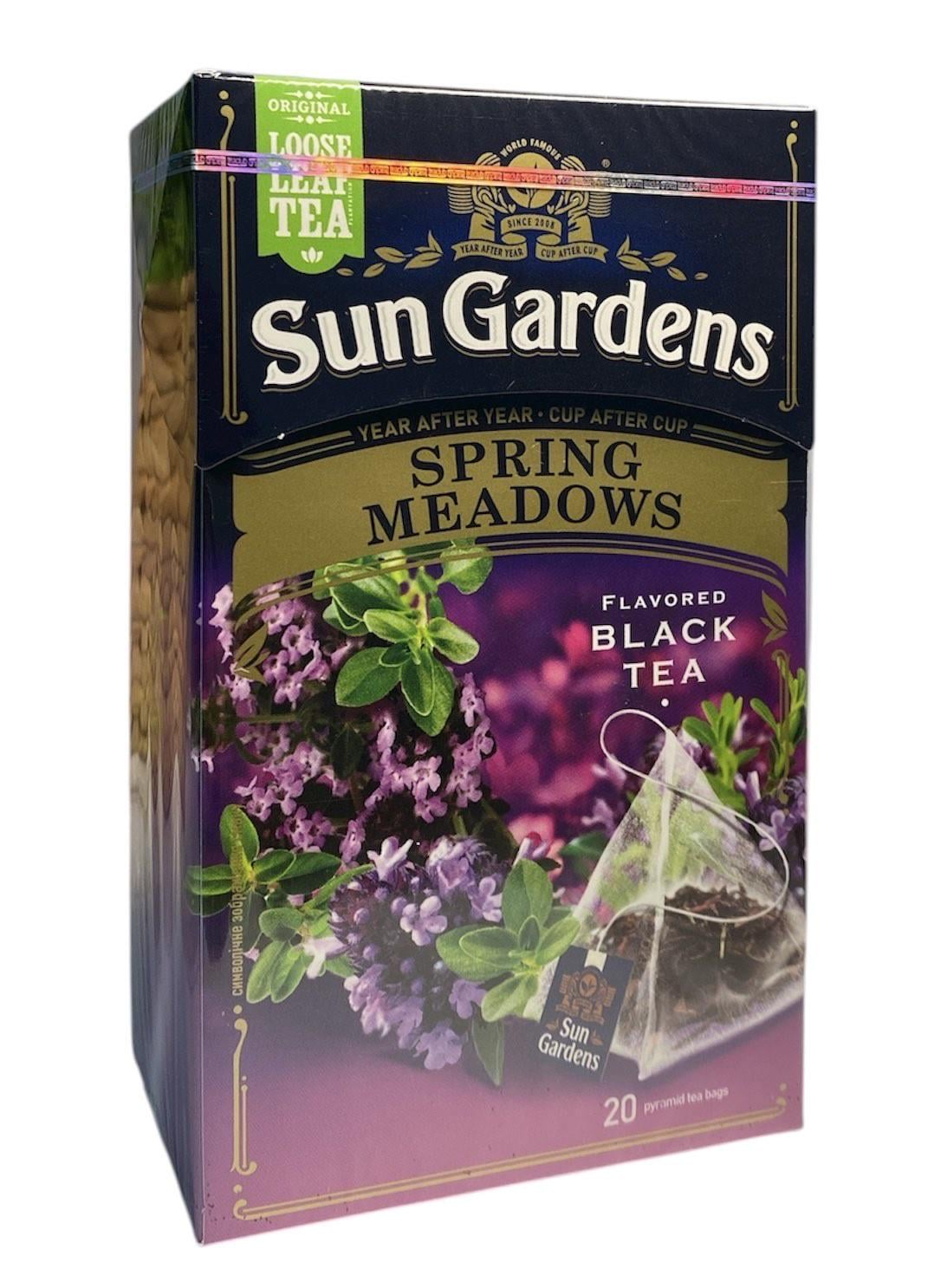 Чай чорний Sun Gardens Spring Meadows байховий зі смаком персика в пакетах-пірамідках 20 шт. (60645) Чай чорний Sun Gardens Spring Meadows байховий зі смаком персика в пакетах-пірамідках 20 шт. (60645)