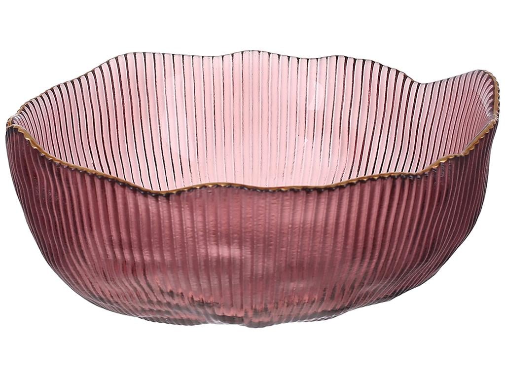 Салатник стеклянный Fleur 17x7 см Пурпурный с золотым ободком (BDI-992-042)