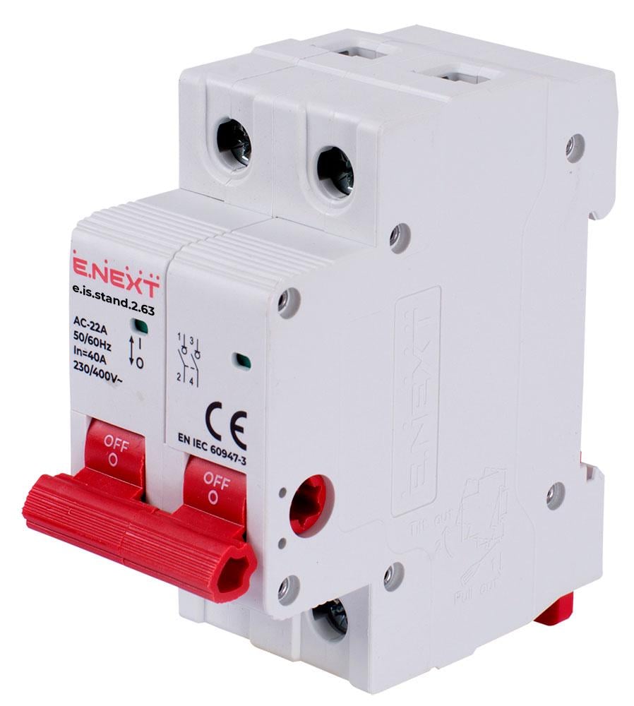 Выключатель нагрузки E.NEXT e.is.stand.2.63 2P 63А (s082005)