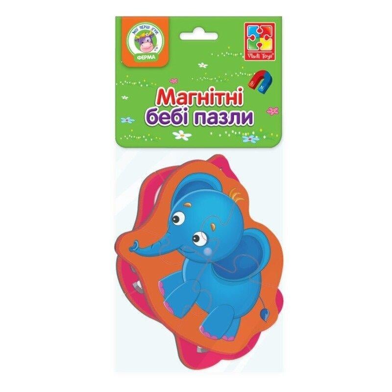 Пазли бебі магнітні Vladi Toys Зебра та слоненя українською (VT3208-12)