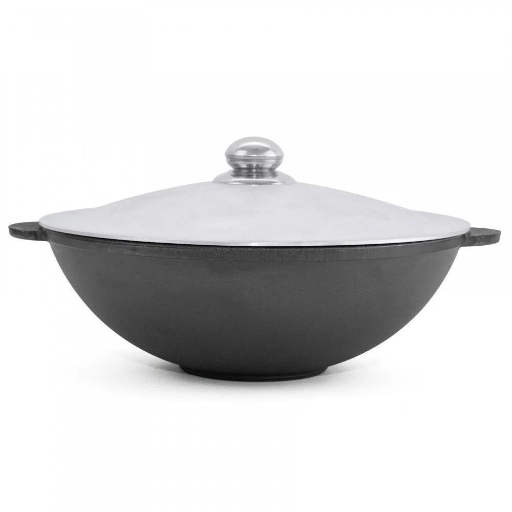 Сковорода Brizoll WOK чугунная круглая с алюминиевой крышкой 4,7 л 300х103 мм (93-90-W30-4)